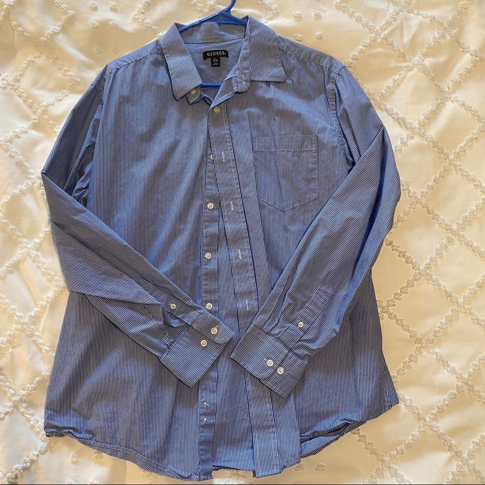 Blue pinstriped button down